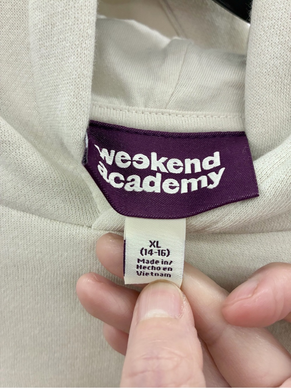 NEW WEEKEND ACADEMY Fleece Hoodie with Short Sleeves XL 14 - 16 Birch Boy’s - Picture 5 of 16
